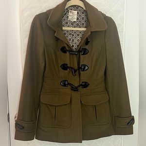 Tulle Army Green Wool Peacoat